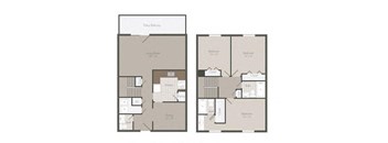 3 bed 2.5 bath floor plan at Elme Sandy Springs Apartments, Georgia, 30350