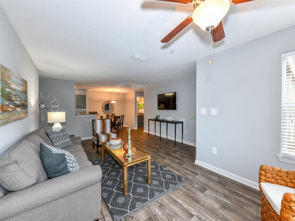 Living Room at Elme Eagles Landing in Stockbridge, GA