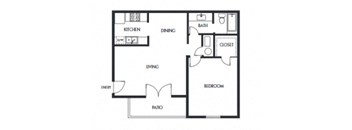 1 bed 1 bath floor plan at Elme Marietta Apartments, Marietta, Georgia