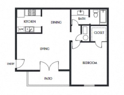 1 bed 1 bath floor plan at Elme Marietta Apartments, Marietta, Georgia