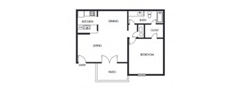 1 bed 1 bath floor plan A at Elme Marietta Apartments, Georgia