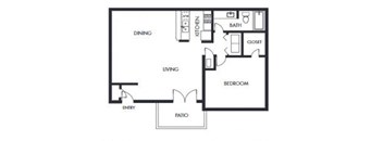 1 bed 1 bath floor plan C at Elme Marietta Apartments, Marietta, GA, 30067