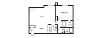 1 bed 1 bath floor plan D at Elme Marietta Apartments, Marietta, GA