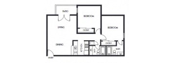 2 bed 2 bath floor plan at Elme Marietta Apartments, Marietta, GA, 30067