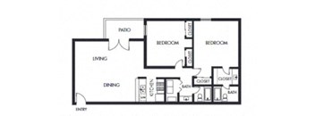 2 bed 2 bath floor plan C at Elme Marietta Apartments, Marietta, Georgia