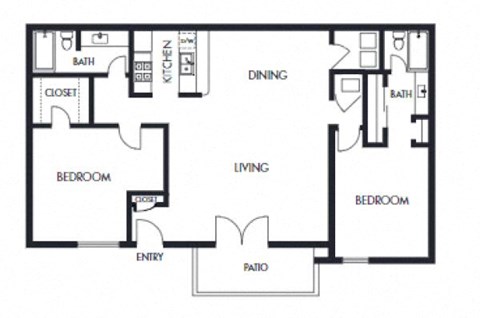 2 bed 2 bath floor plan D at Elme Marietta Apartments, Georgia