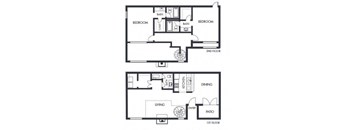 2 bed 2,5 bath floor plan A at Elme Marietta Apartments, Marietta, GA, 30067