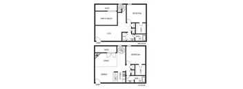 2 bed 2 bath floor plan F at Elme Marietta Apartments, Marietta, GA
