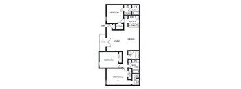 3 bed 2.5 bath floor plan at Elme Marietta Apartments, Marietta, GA