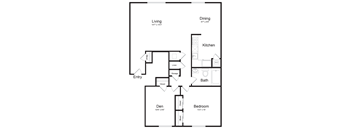 1 bedroom apartment floorplan with den at Watkins Mill.
