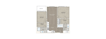 2 Bed/2 Bath-B2C floor plan at Trove Apartments, Virginia, 22204