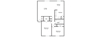 2 bedroom apartment floorplan at Watkins Mill.