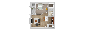 a1 floor plan  1 bedroom with 1 bath  129  at Elme Druid Hills, Atlanta, GA, 30329