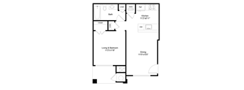 Studio - E1A Floor Plan at Elme Dulles, Herndon, 20171