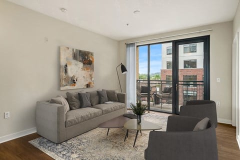 Living Room couch at The Maxwell Apartments, Arlington, VA, 22203