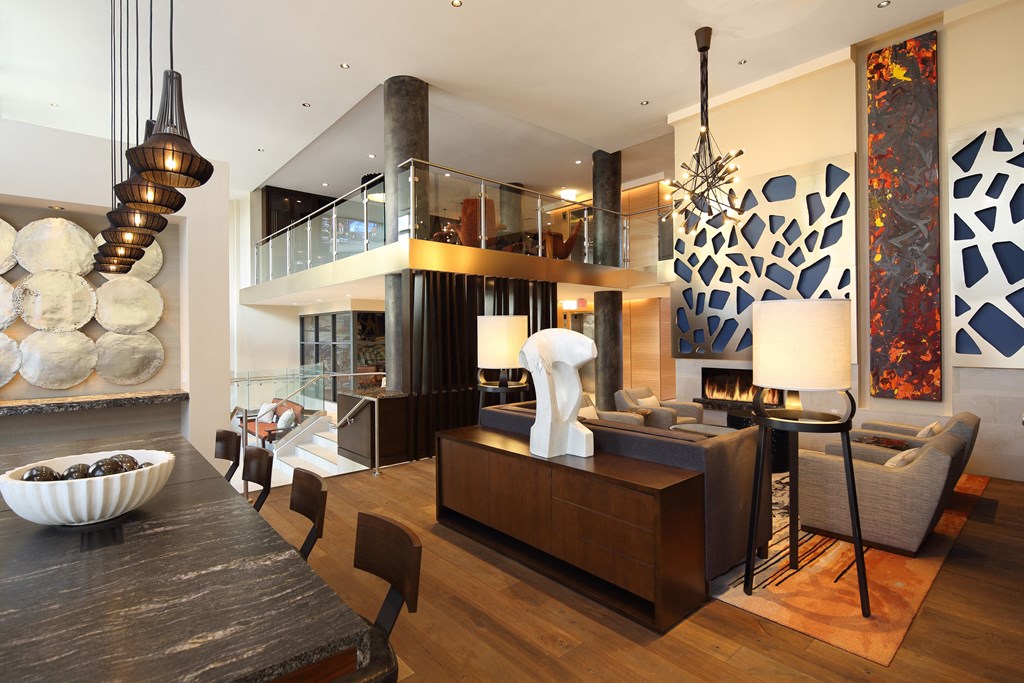 Lobby decor at The Maxwell Apartments, Arlington