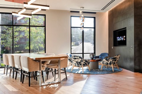 Lobby decor at Trove Apartments, Arlington, Virginia