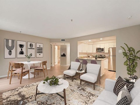Living Room in neutral colors at Elme Alexandria, Virginia, 22304