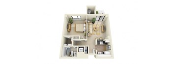 1 Bed | 1 Bath - A1A Floor Plan at Cascade at Landmark, Virginia, 22304