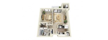 1 Bed | 1 Bath - A1B Floor Plan at Cascade at Landmark, Virginia