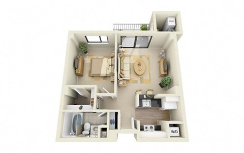 1 Bed | 1 Bath - A1B Floor Plan at Cascade at Landmark, Virginia