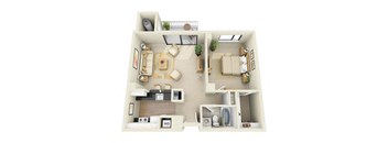 1 Bed | 1 Bath - A1C Floor Plan at Cascade at Landmark, Alexandria, VA, 22304