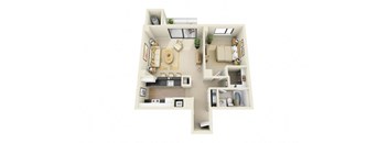 1 Bed | 1 Bath - A1D Floor Plan at Cascade at Landmark, Alexandria, VA