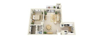 1 Bed | 1 Bath - A1E Floor Plan at Cascade at Landmark, Alexandria, 22304