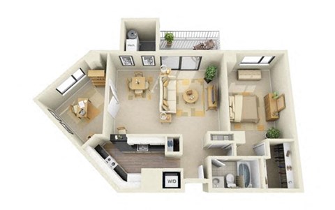 1 Bed | 1 Bath - A1GD Floor Plan at Cascade at Landmark, Alexandria