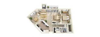 2 Bed | 1 Bath - B1B Floor Plan at Cascade at Landmark, Virginia