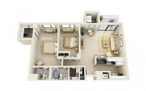 2 Bed | 2 Bath - B2A Floor Plan at Cascade at Landmark, Alexandria, VA, 22304