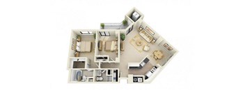 2 Bed | 2 Bath - B2B Floor Plan at Cascade at Landmark, Alexandria, VA