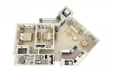 2 Bed | 2 Bath - B2B Floor Plan at Cascade at Landmark, Alexandria, VA