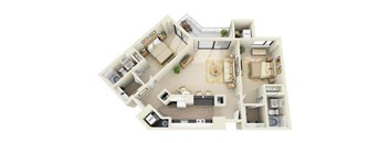 2 Bed | 2 Bath - B2C Floor Plan at Cascade at Landmark, Alexandria, 22304