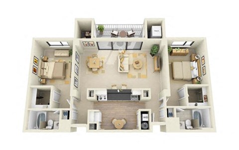 2 Bed | 2 Bath - B2E Floor Plan at Cascade at Landmark, Alexandria
