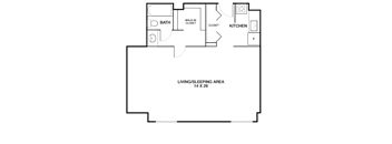 Studio 1 bath floor plan B at Riverside Apartments, Alexandria, VA