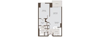 1 bedroom 1 bath floor plan I at Bennett Park Apartments, Arlington, Virginia