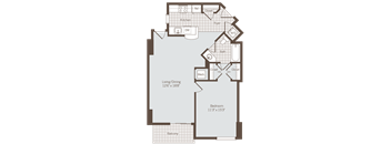 1 bedroom 1 bath floor plan K at Bennett Park Apartments, Virginia