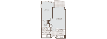 1 bedroom 1 bath floor plan Dat Bennett Park Apartments, Arlington, Virginia