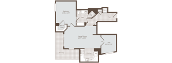 1 bedroom 1 bath floor plan M at Bennett Park Apartments, Arlington, VA, 22209