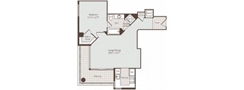 1 bedroom 1 bath floor plan Hat Bennett Park Apartments, Arlington, 22209