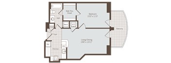 1 bedroom 1 bath floor plan A at Bennett Park Apartments, Virginia