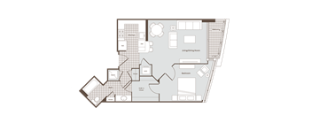 1 bedroom 1 bath floor plan Fat Bennett Park Apartments, Arlington, VA, 22209
