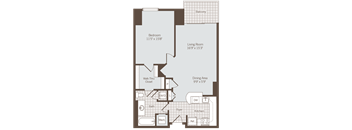 1 bedroom 1 bath floor plan G at Bennett Park Apartments, Arlington, VA