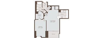 1 bedroom 1 bath floor plan C at Bennett Park Apartments, Arlington, 22209