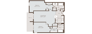 2 bed 2 bath floor plan C at Bennett Park Apartments, Virginia
