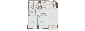 2 bed 2 bath floor plan D at Bennett Park Apartments, Virginia, 22209