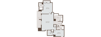2 bed 2 bath floor plan A at Bennett Park Apartments, Arlington, Virginia