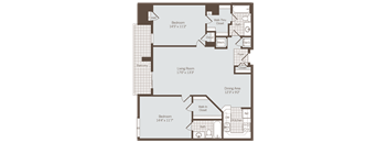 2 bed 2 bath floor plan Gat Bennett Park Apartments, Arlington, 22209