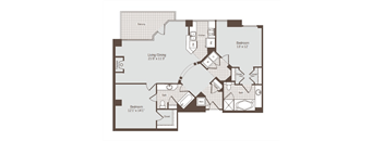 2 bed 2 bath floor plan Hat Bennett Park Apartments, Arlington, Virginia